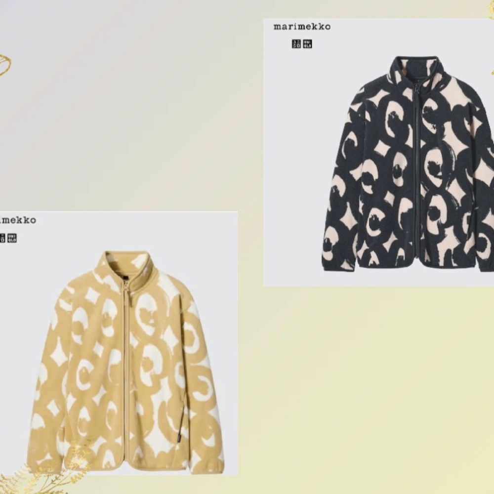 Marimekko Uniqlo 2024 Fleece Printed Full-Zip Jacket XL XXL Black